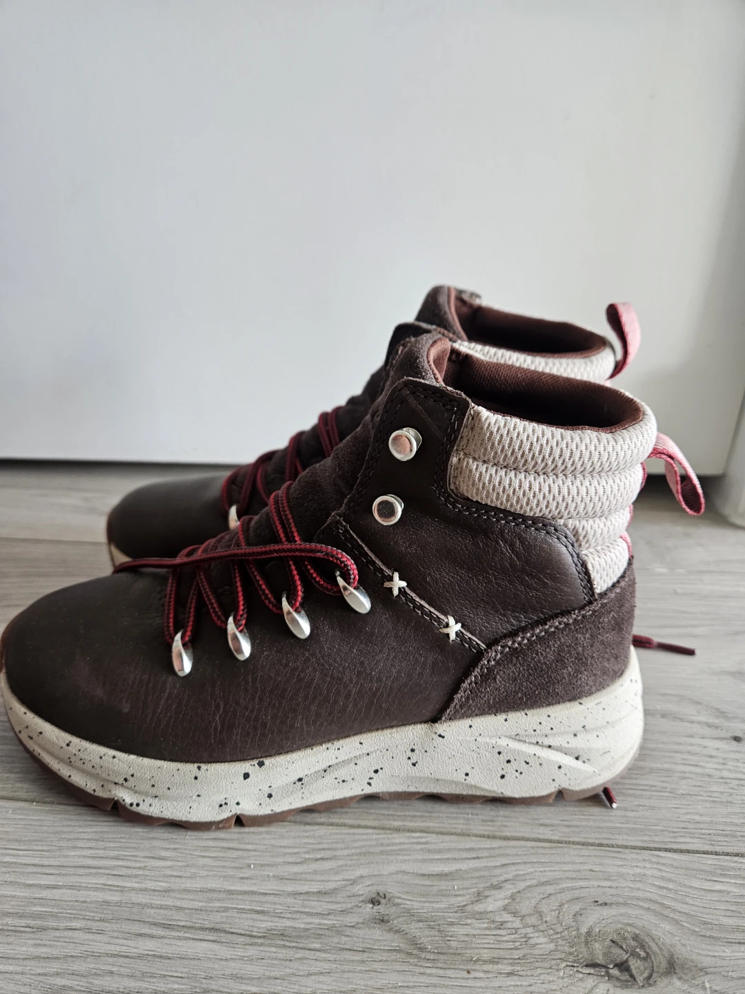Brown Hiking Boots with Red Laces