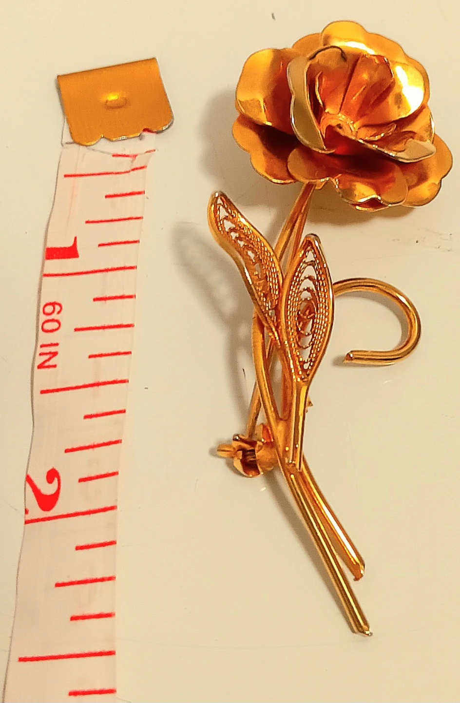 🌹Gold-Tone Metal Rose Brooch🌹 - photo 3