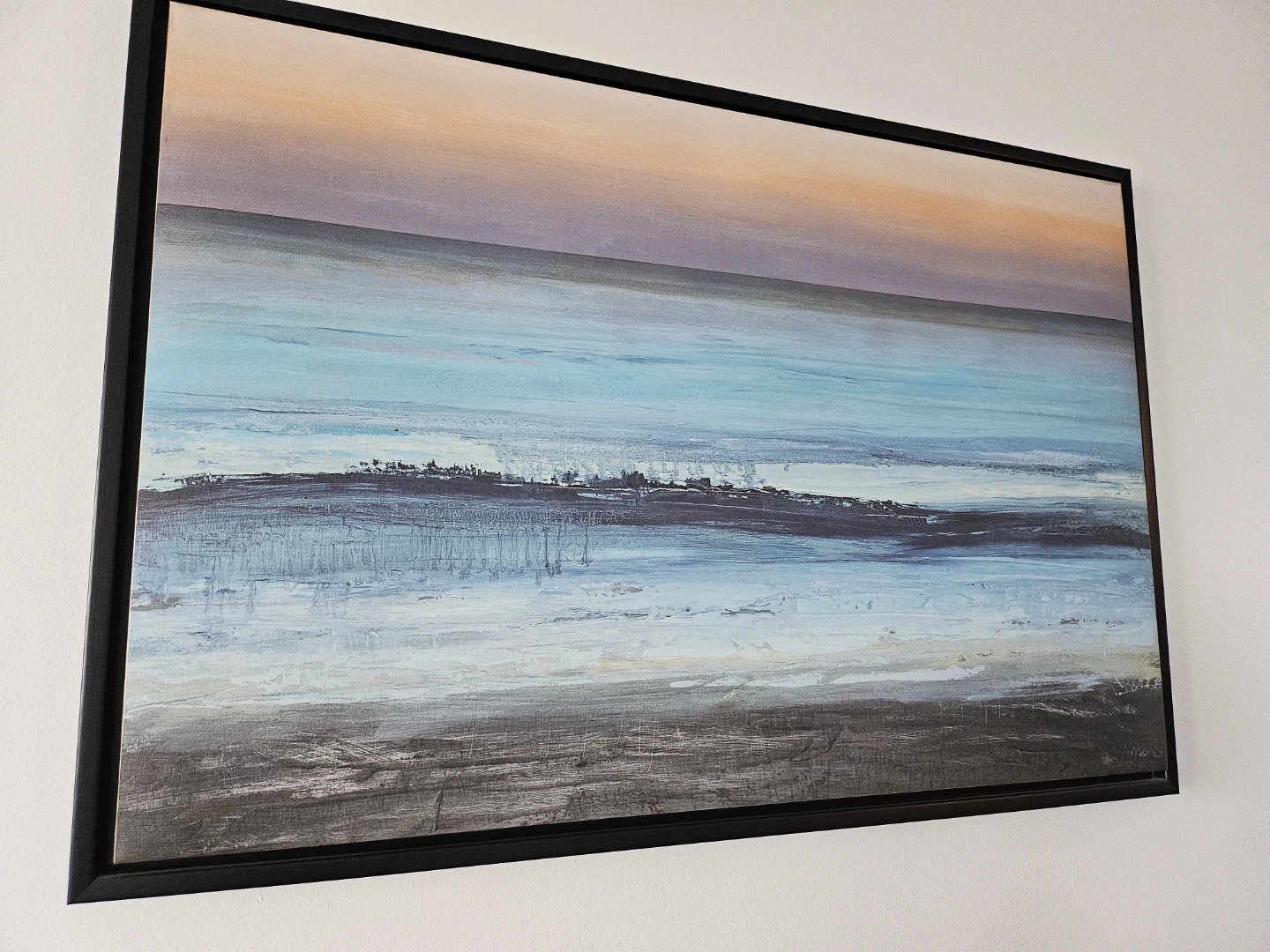 Framed Canvas Wall Art - Abstract Ocean Sunset