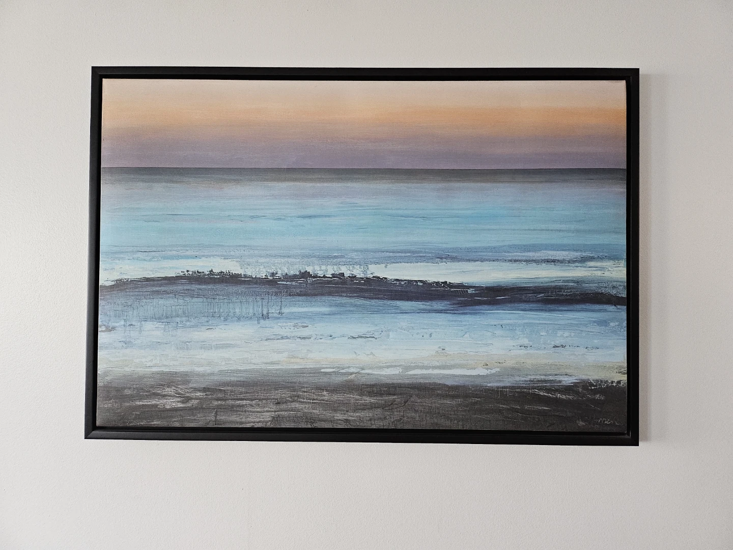 Framed Canvas Wall Art - Abstract Ocean Sunset - photo 2