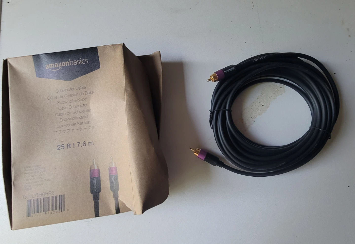 Amazon Basics Subwoofer Cable - 25 ft