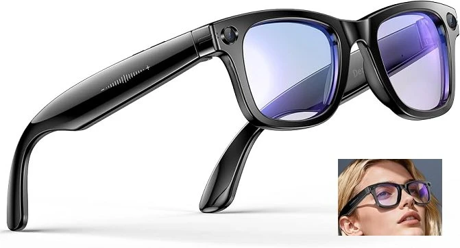 Black Smart Glasses with Case and Charger - photo 2