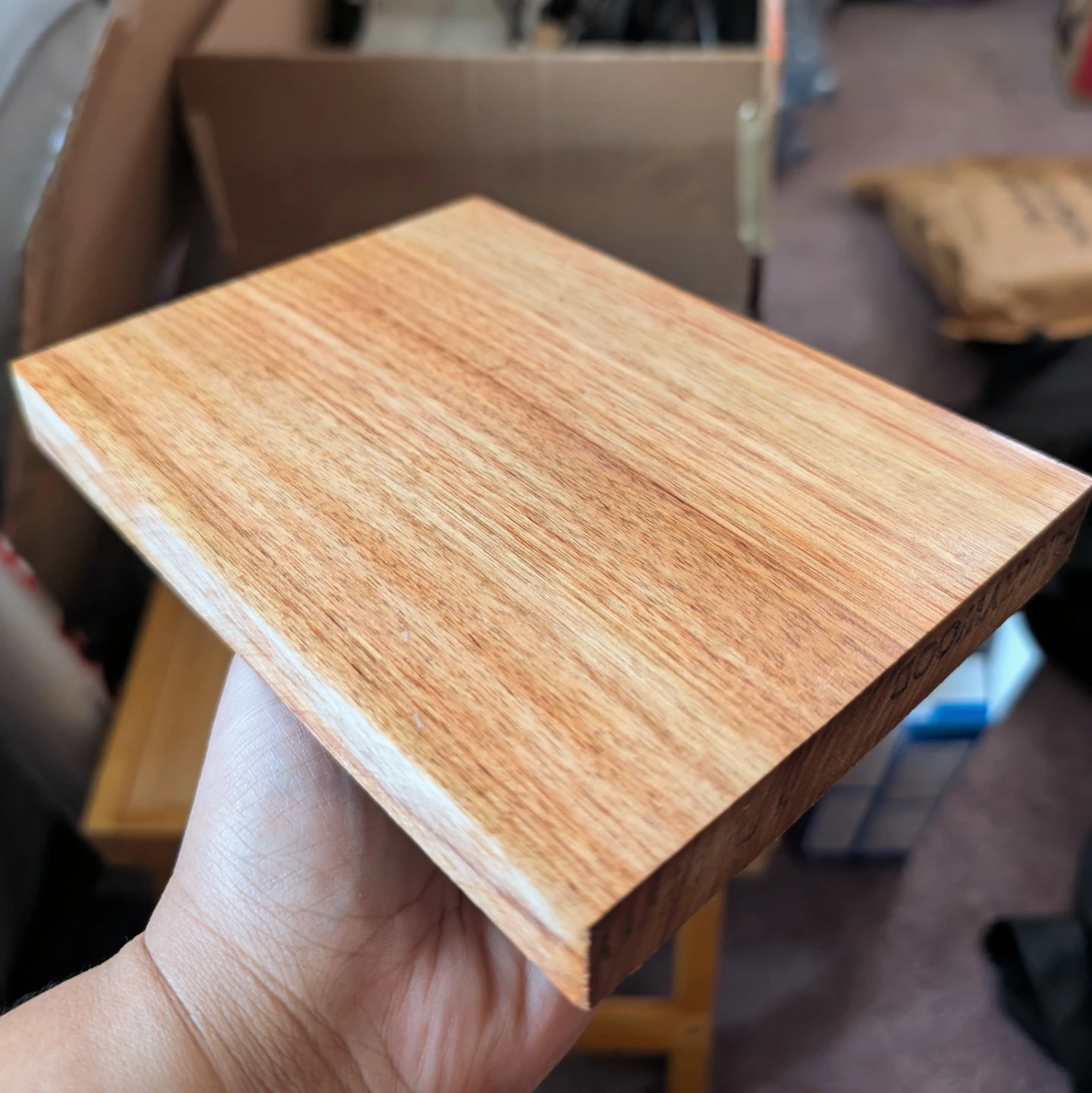 Canarywood board - Approx 6.5"x5"x0.75" - Exotic Hardwood