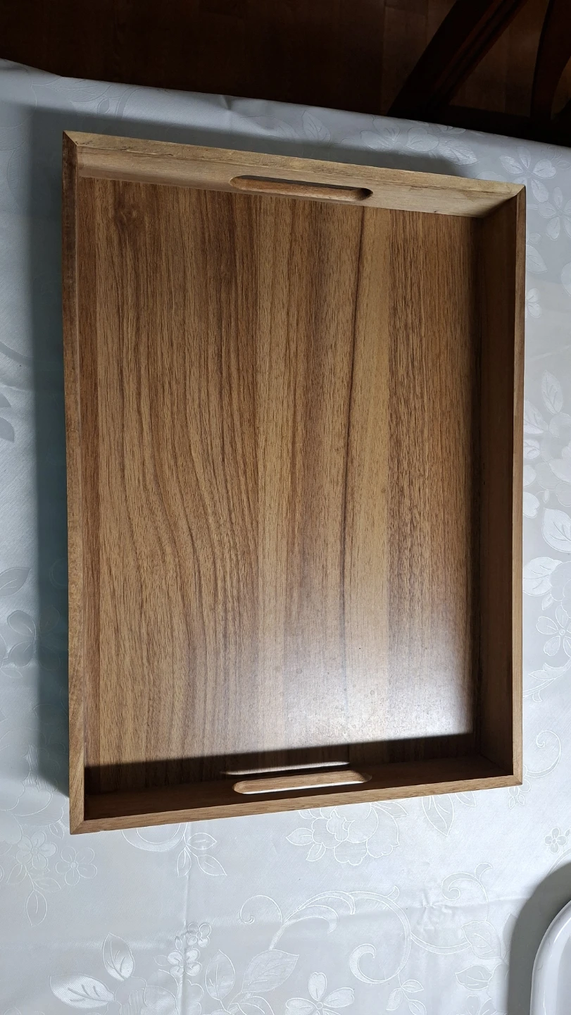 Wooden Serving Tray with Cut-out Handles