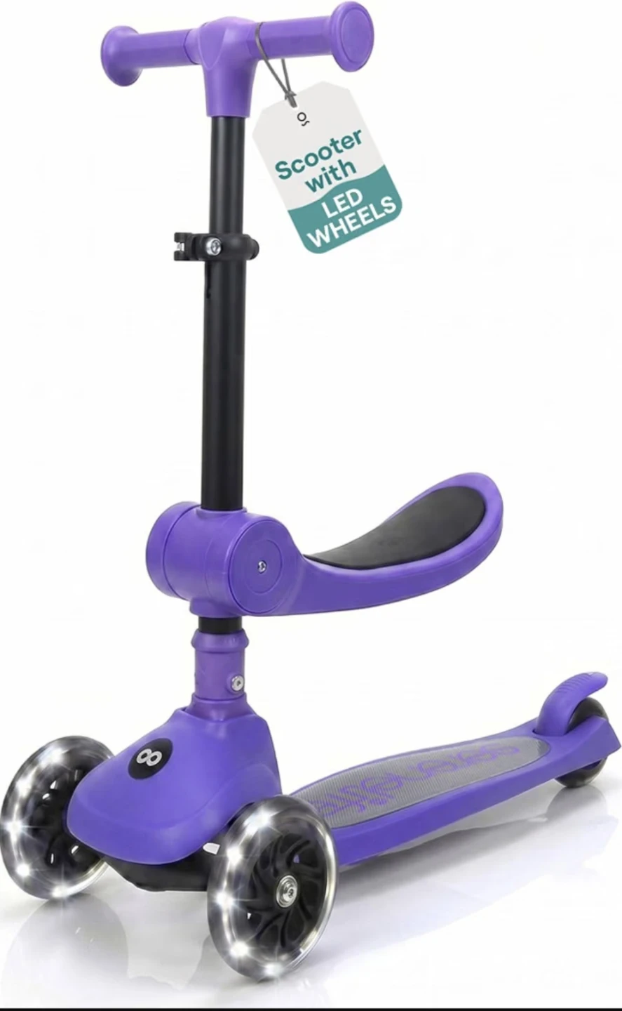 serenelofe Purple 3-Wheel Scooter with LED Wheels