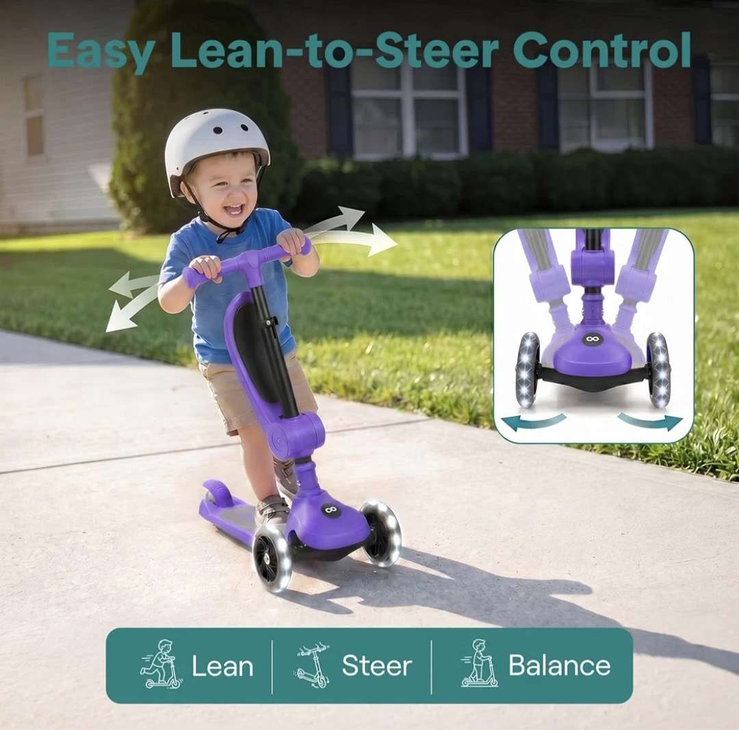 serenelofe Purple 3-Wheel Scooter with LED Wheels - photo 2