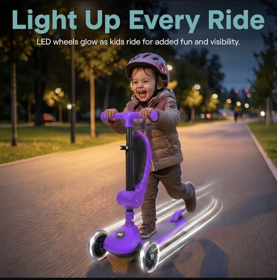serenelofe Purple 3-Wheel Scooter with LED Wheels - photo 4