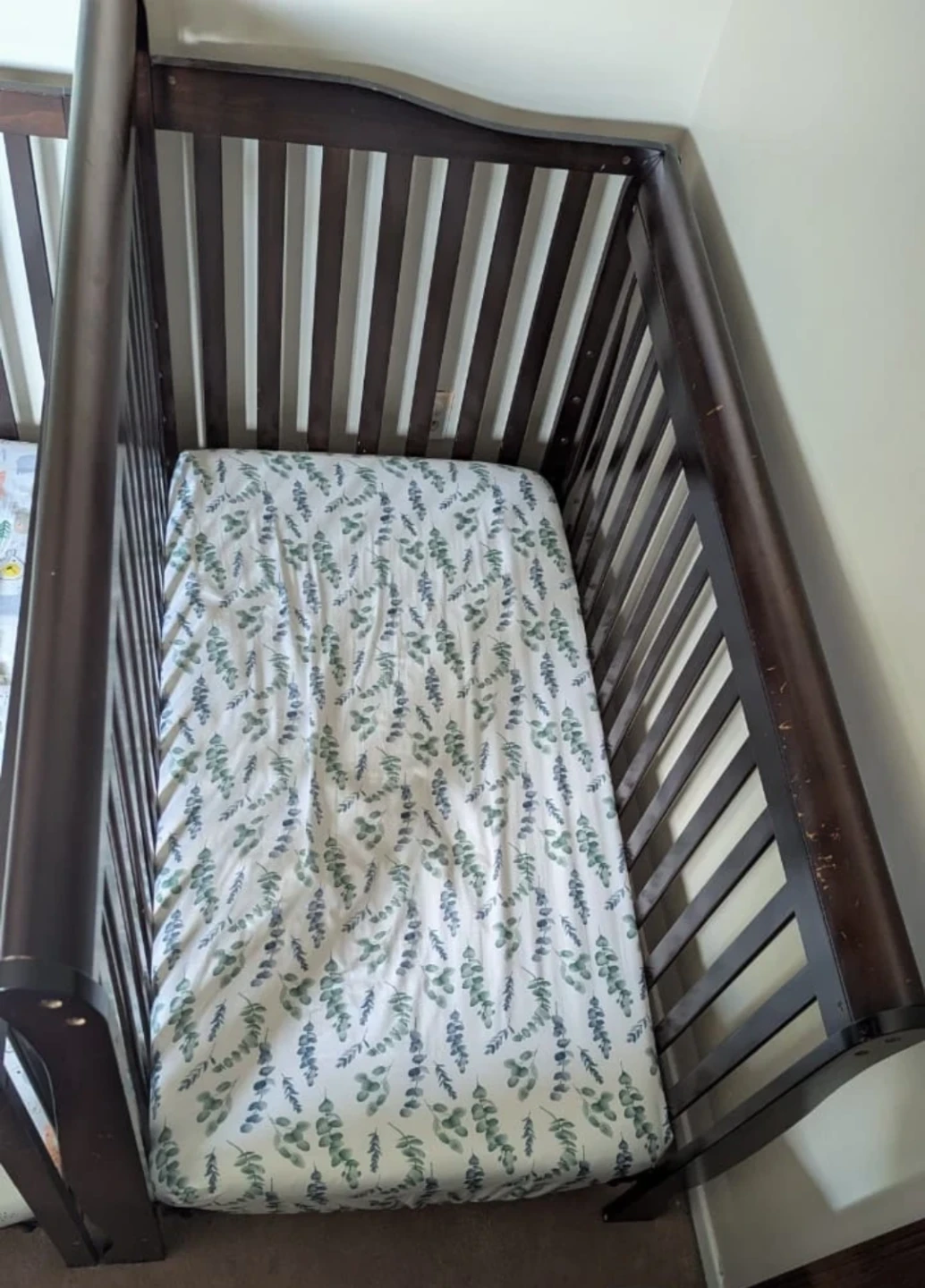 Dark Brown Crib with Mattress
