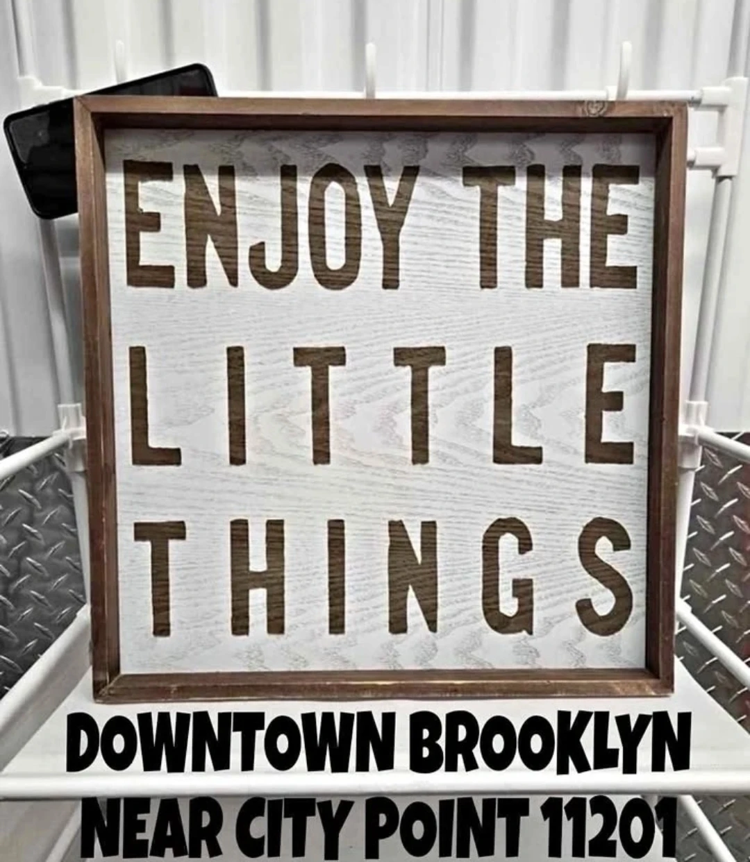 Rustic "Enjoy The Little Things" Wood Wall Sign (17"x17") 🪵