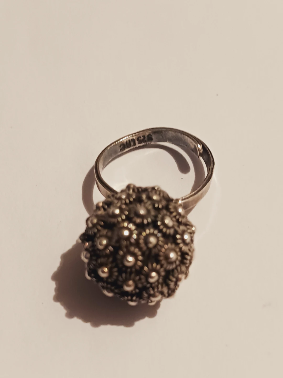 Taxco Mexico 925 Sterling Silver Filigree Flower Ball Ring - photo 2