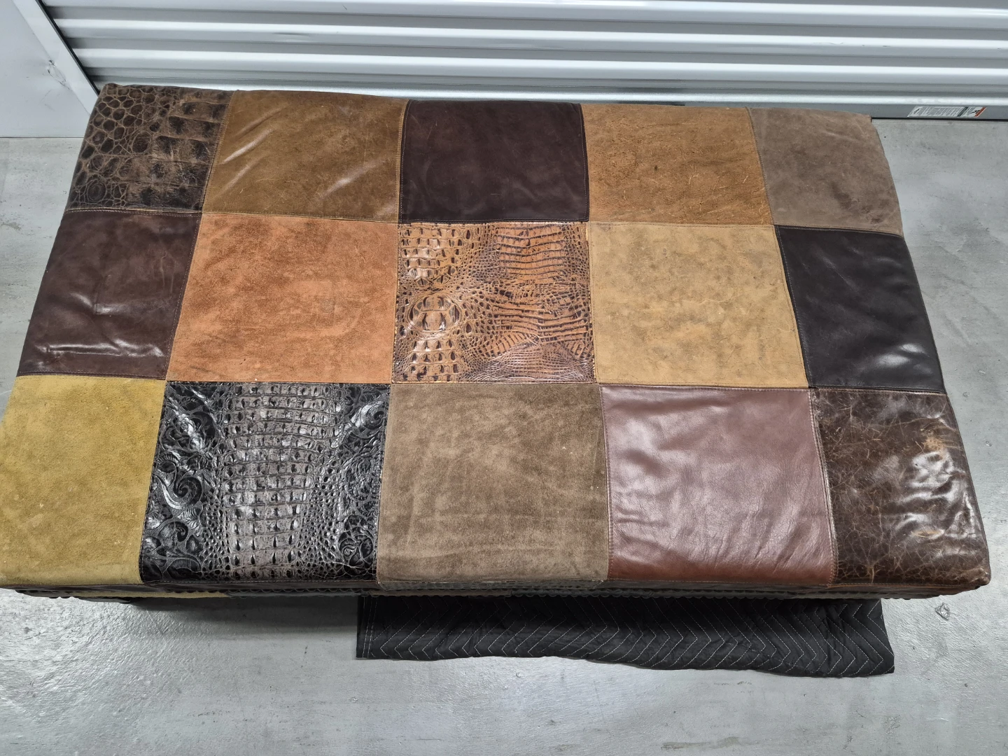 Patchwork Leather Storage Ottoman