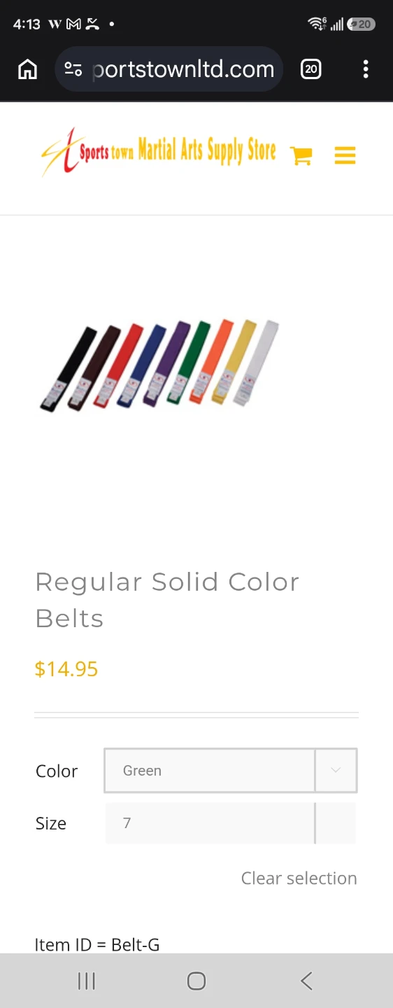 Sportstown Regular Solid Color Karate Belts