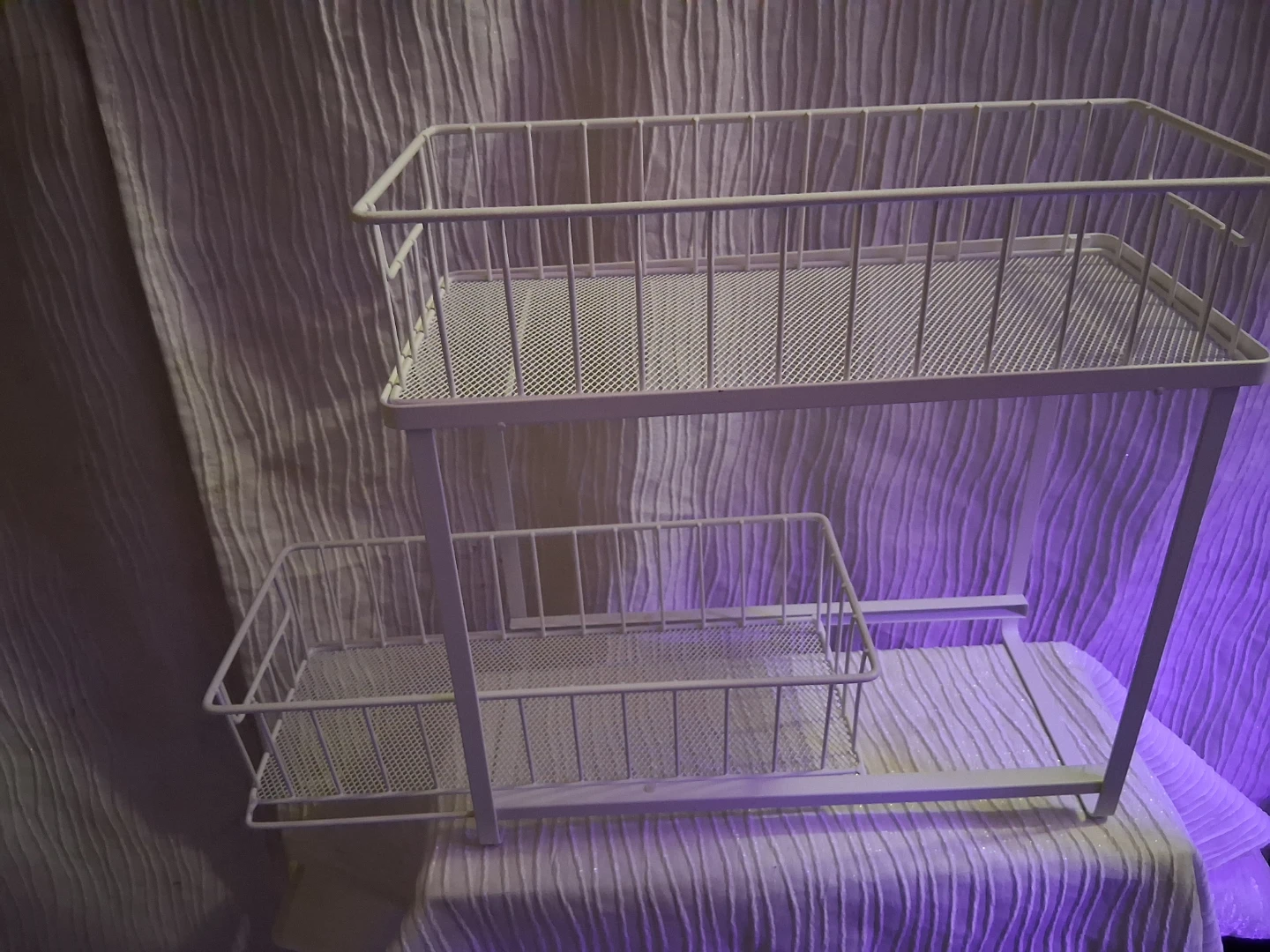 White 2-Tier Wire Storage Shelf - photo 2