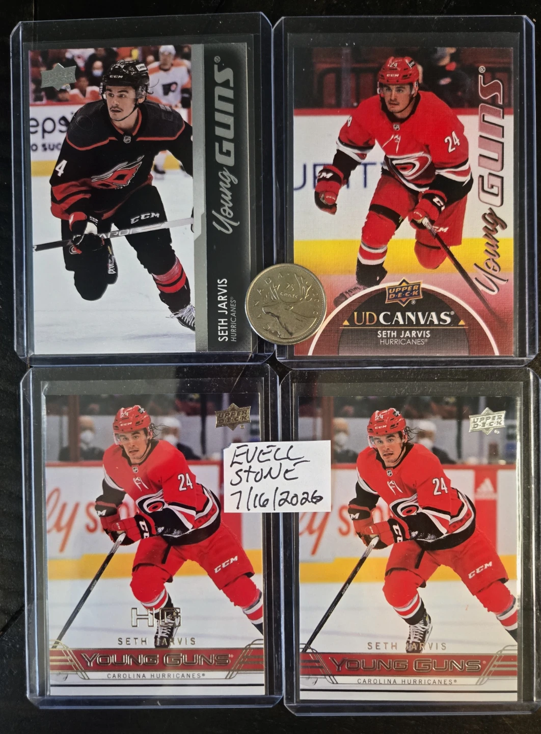 Seth Jarvis Young Guns Hockey Cards - 4 Card Lot