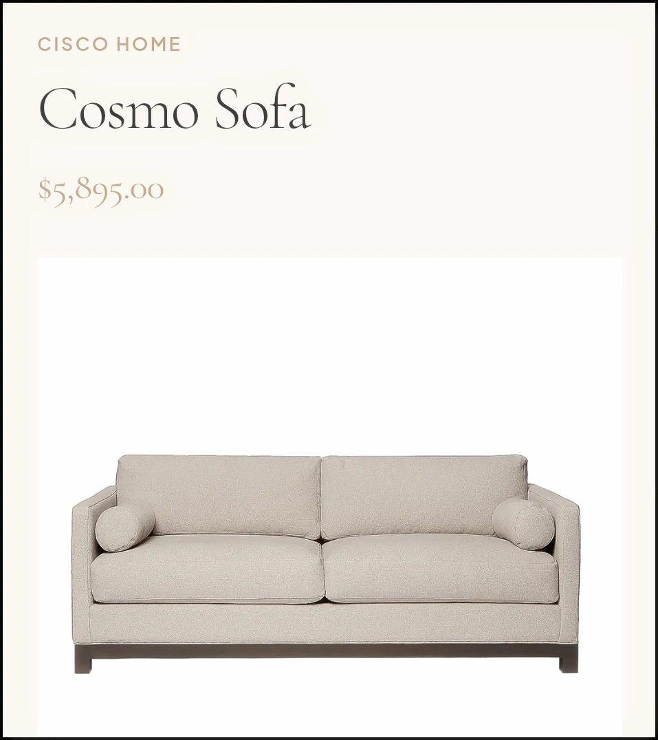 High-end custom couch by Cisco Home