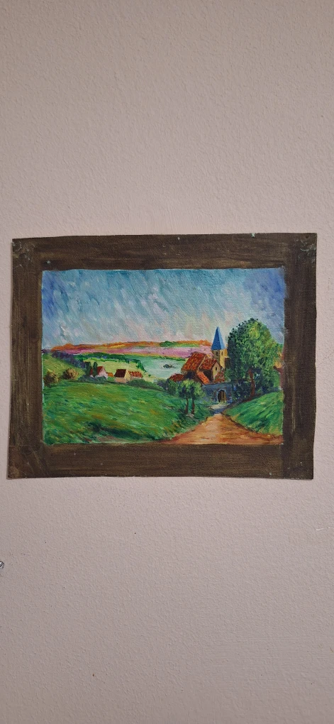 Oil Painting of Village Scene - photo 2