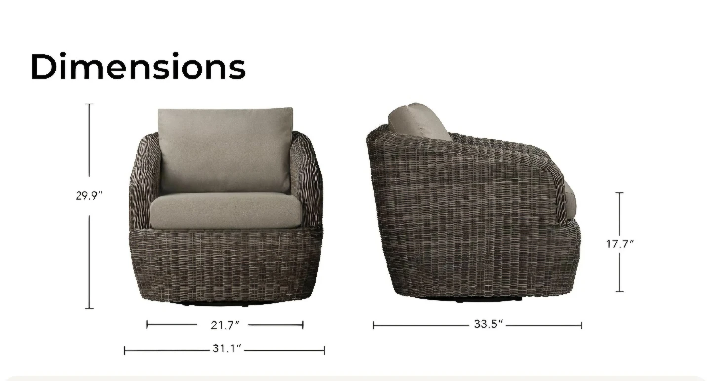 New outdoor swivel Patio Lounge Chair Set of 2 with cushions - photo 5