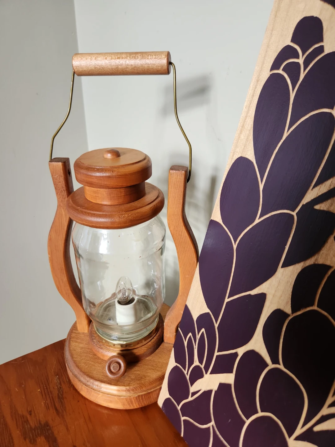 Vintage ARTS & CRAFTS Wood Lantern plug in Lamp - photo 2