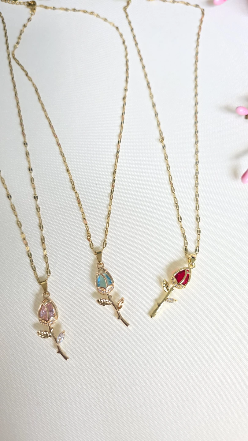 Rose Pendant Necklaces (Set of 3)