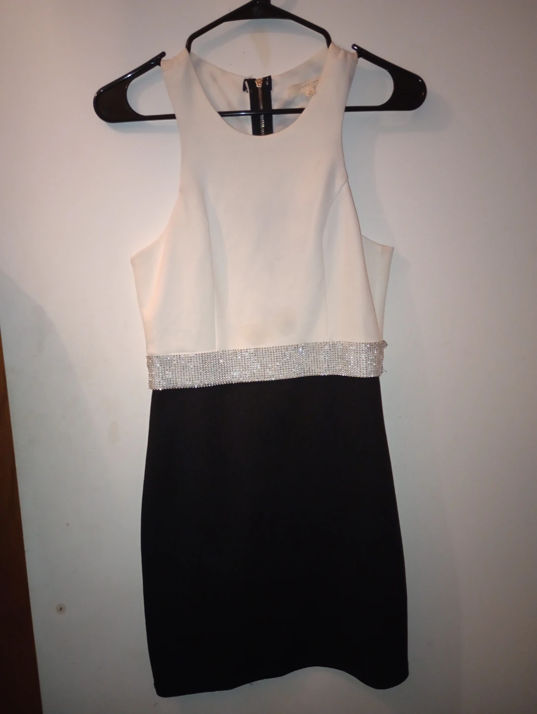 Just Me Black and White Rhinestone Dress Size M