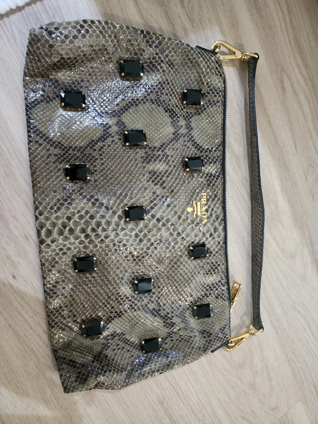 Prada Clutch with Black Gemstones
