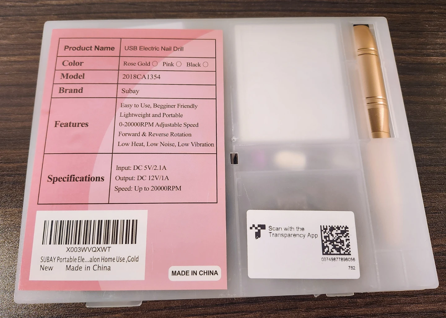 Subay Electric Nail Drill Portable in Gold - photo 3