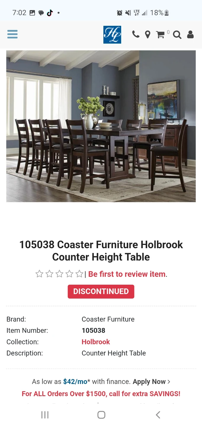Coaster Furniture Holbrook Counter Height Table
