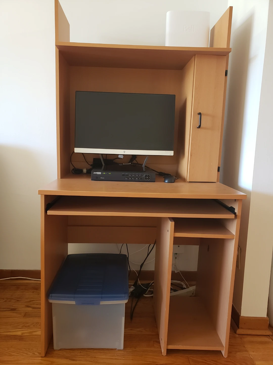 Wooden Computer Desk with Hutch and Storage