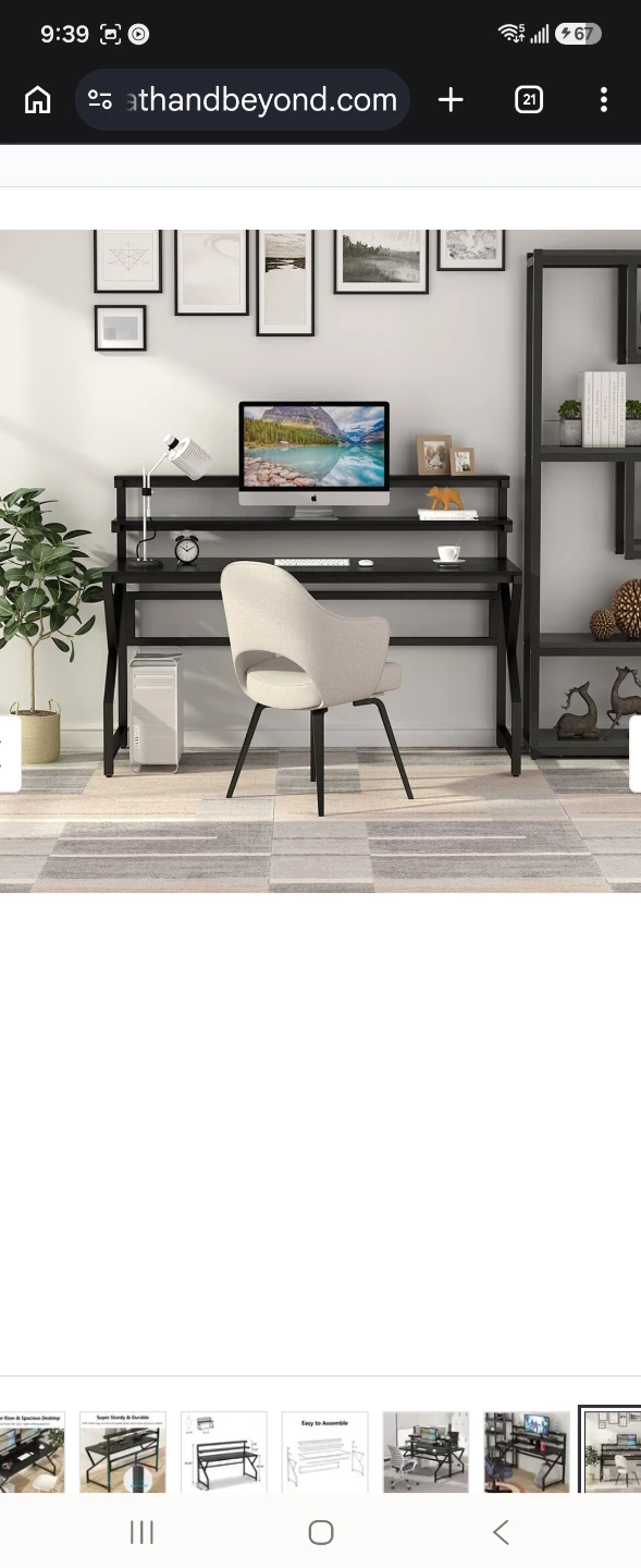 55" computer writing desk with monitor stand