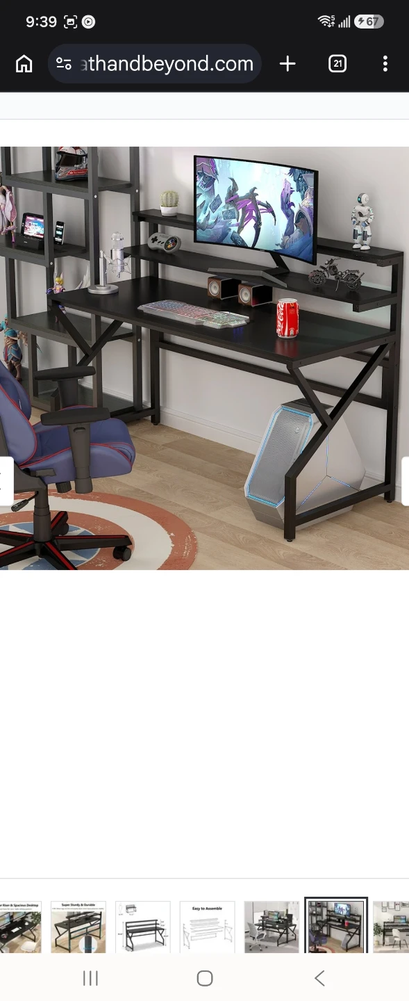 55" computer writing desk with monitor stand - photo 2