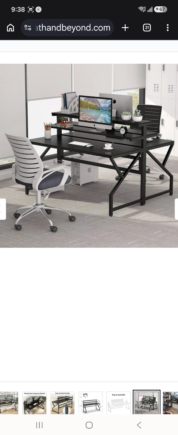 55" computer writing desk with monitor stand - photo 3