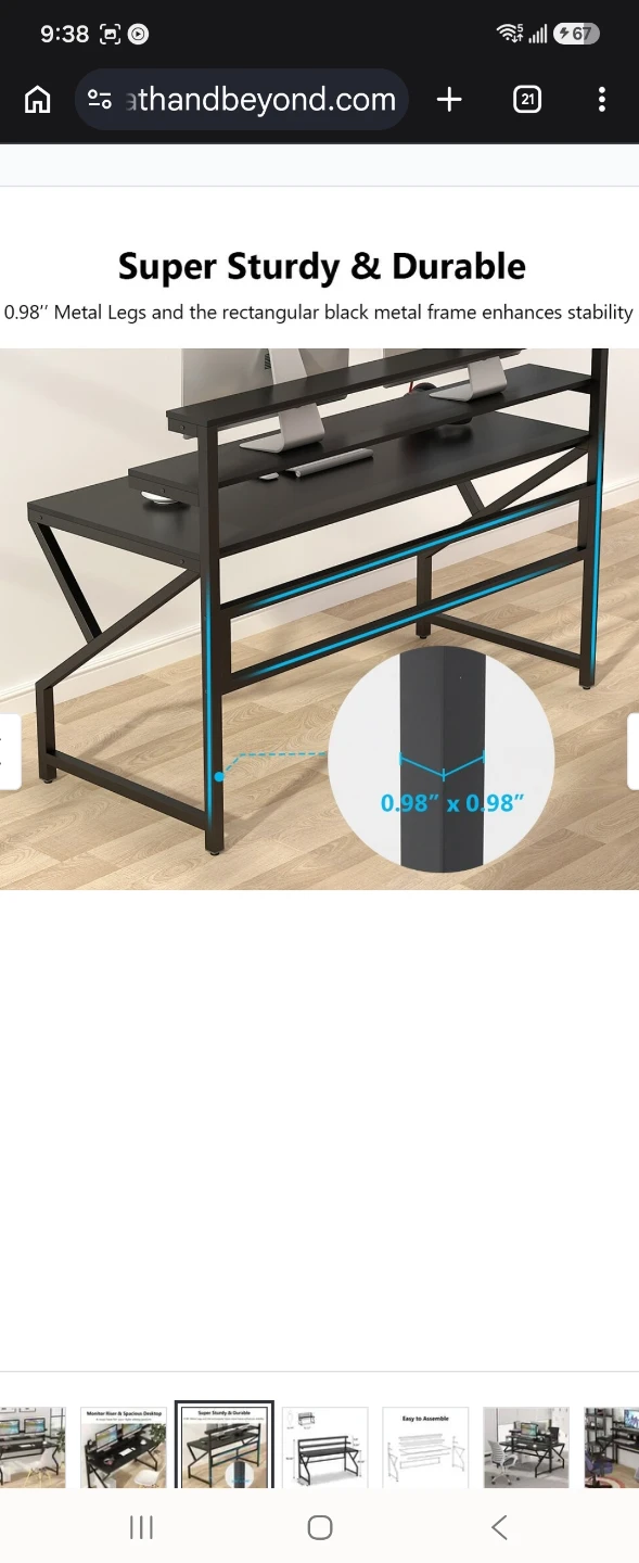 55" computer writing desk with monitor stand - photo 4