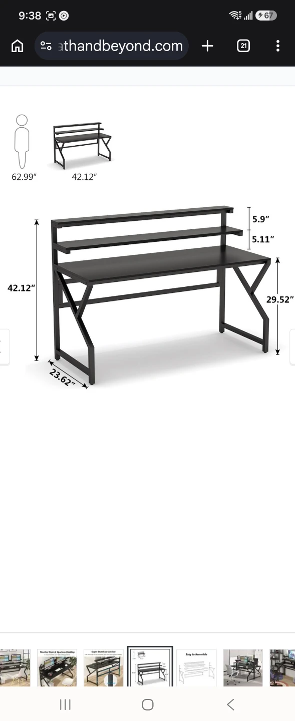 55" computer writing desk with monitor stand - photo 5