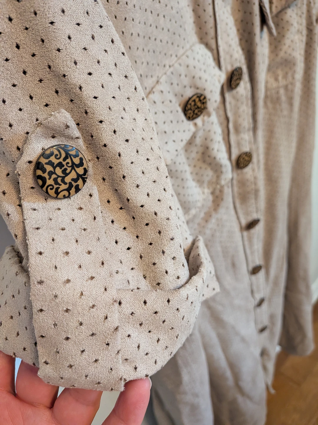 Vintage Perforated Button-Up Midi Dress - photo 2