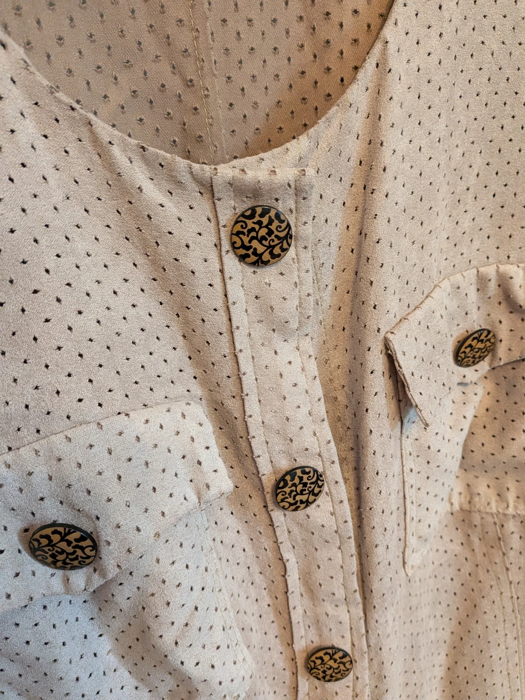 Vintage Perforated Button-Up Midi Dress - photo 3
