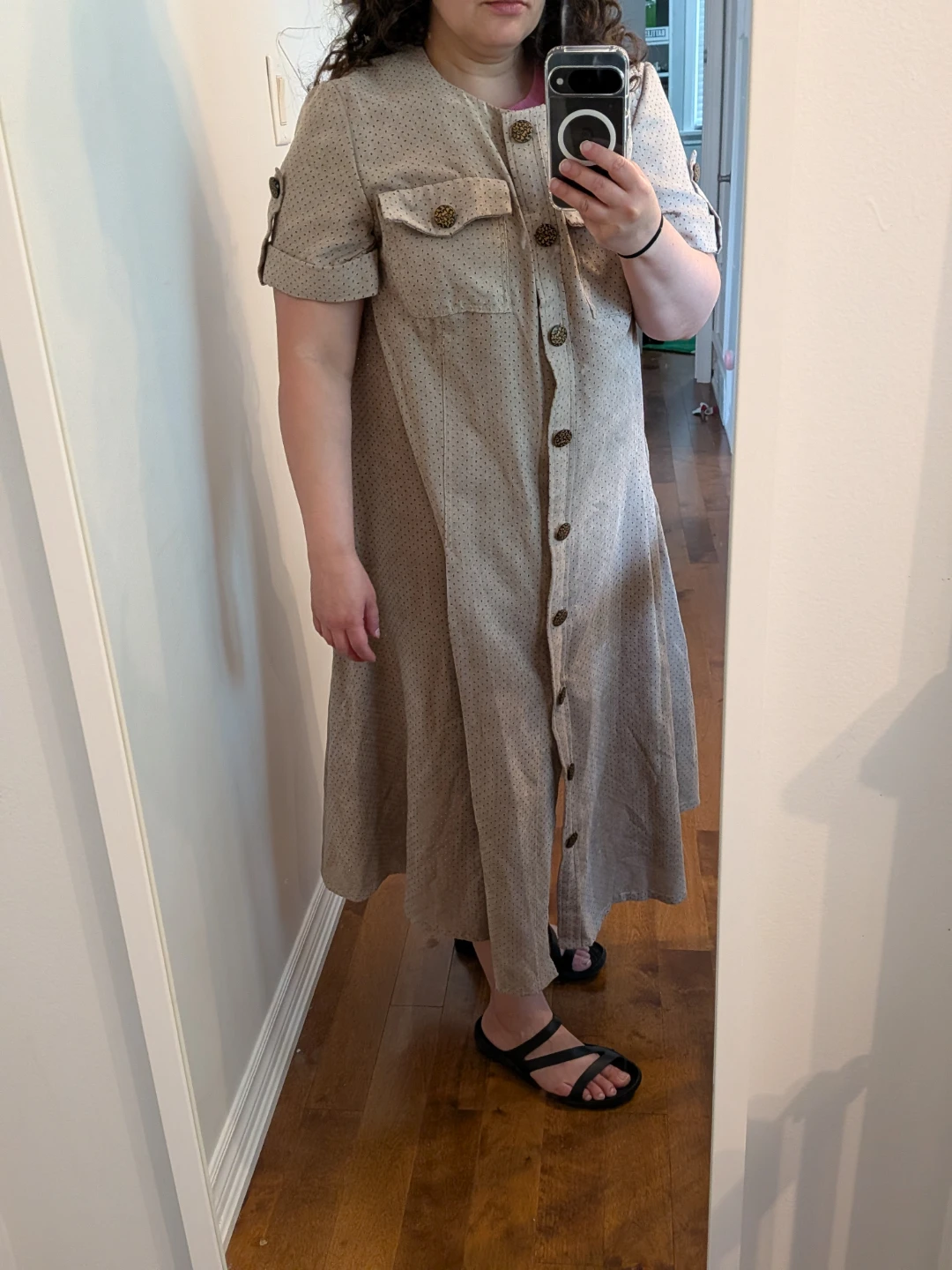 Vintage Perforated Button-Up Midi Dress - photo 5