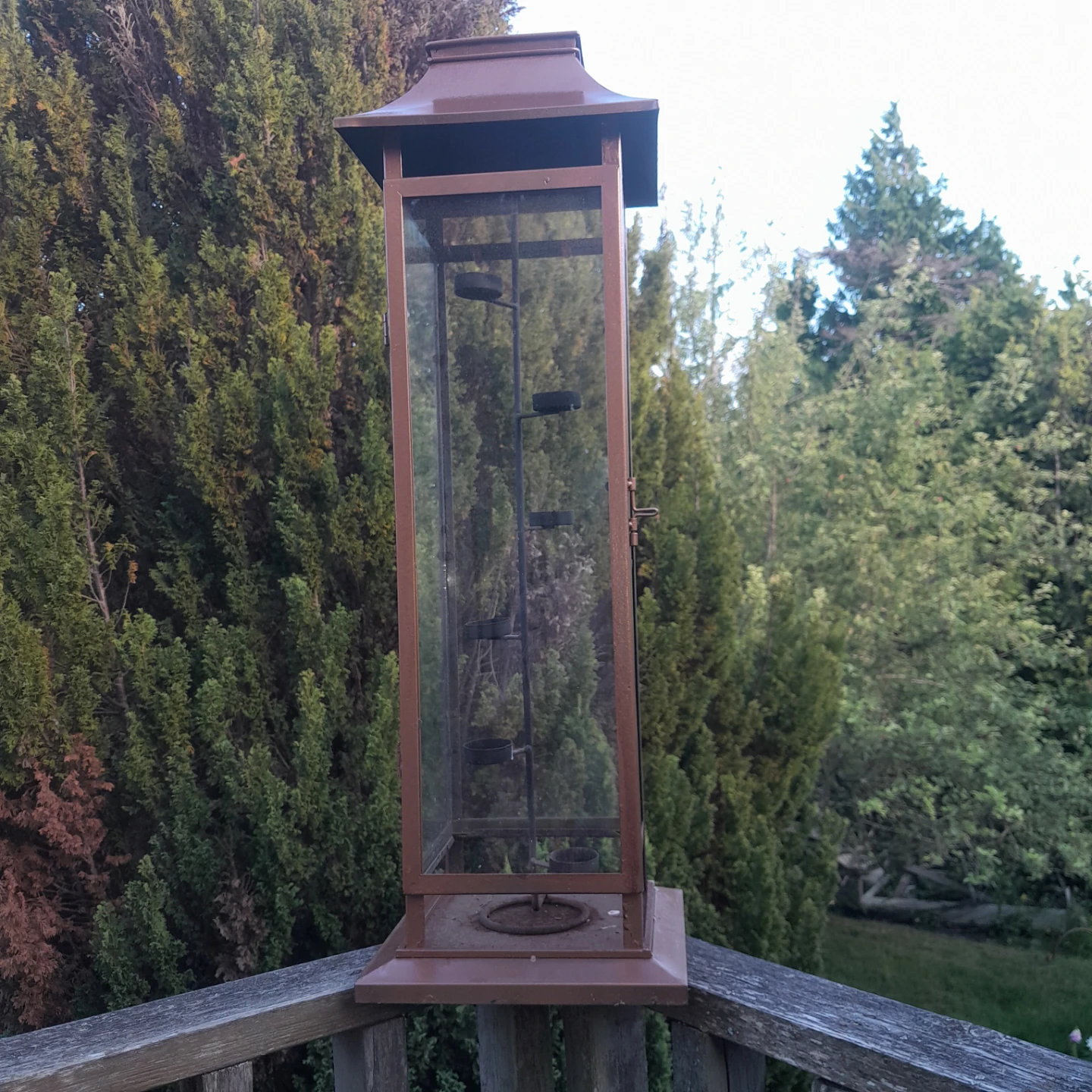 Painted Copper Lantern with Multiple Tealight Holders