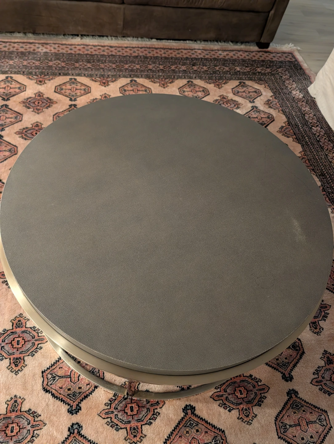 Round Coffee Table with Metal Base