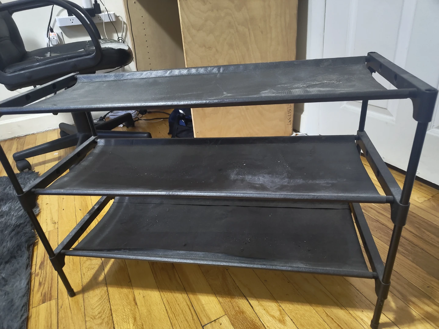 3-Tier Black Fabric Shoe Stand