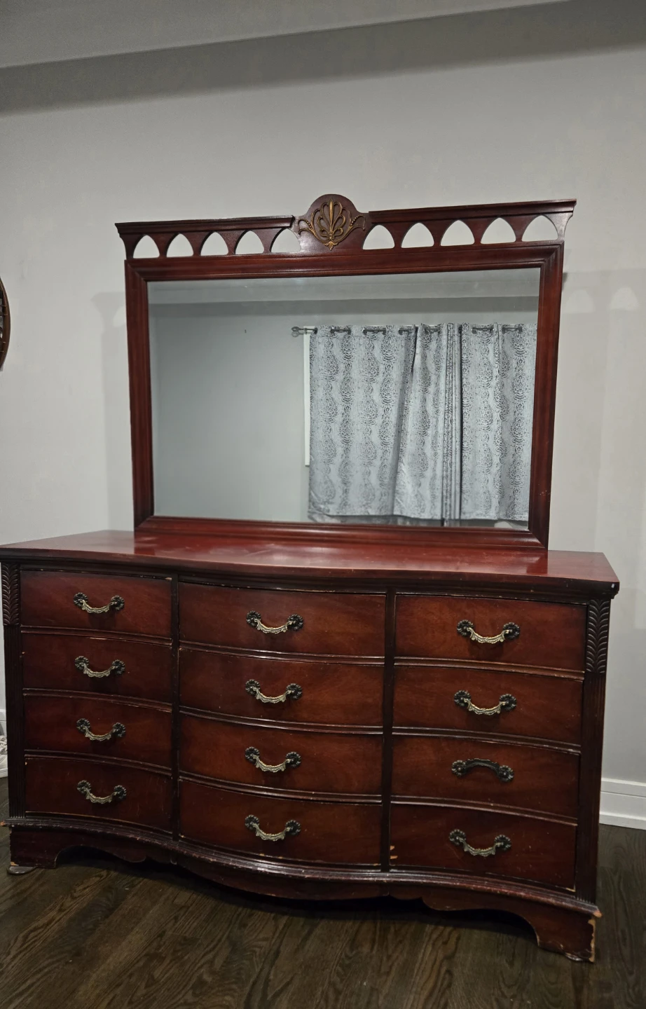 Cherry Finish Dresser with Mirror (Dixie)