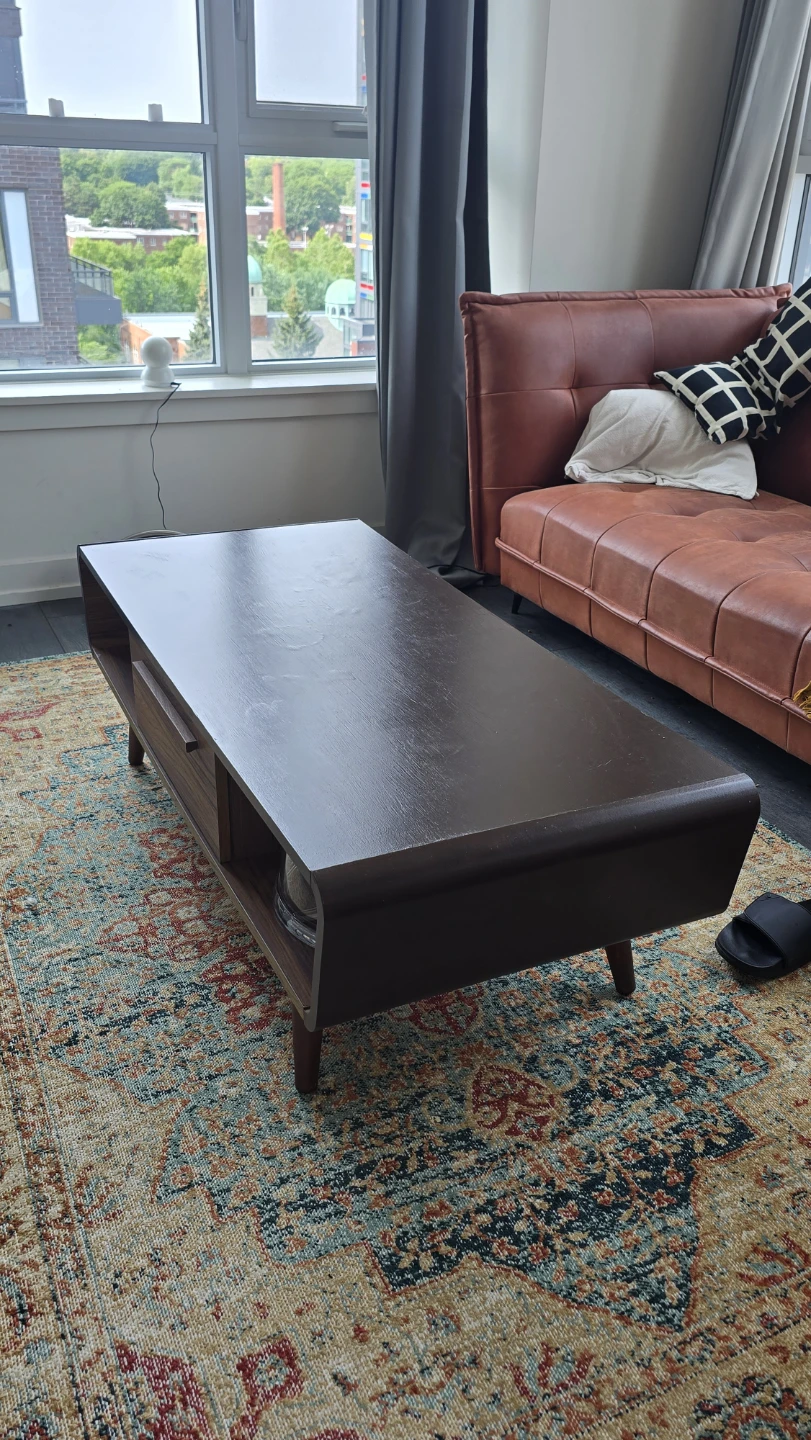 Dark Wood Coffee Table with Drawer