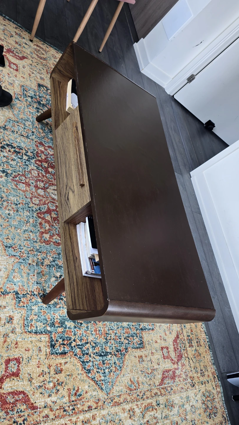 Dark Wood Coffee Table with Drawer - photo 3