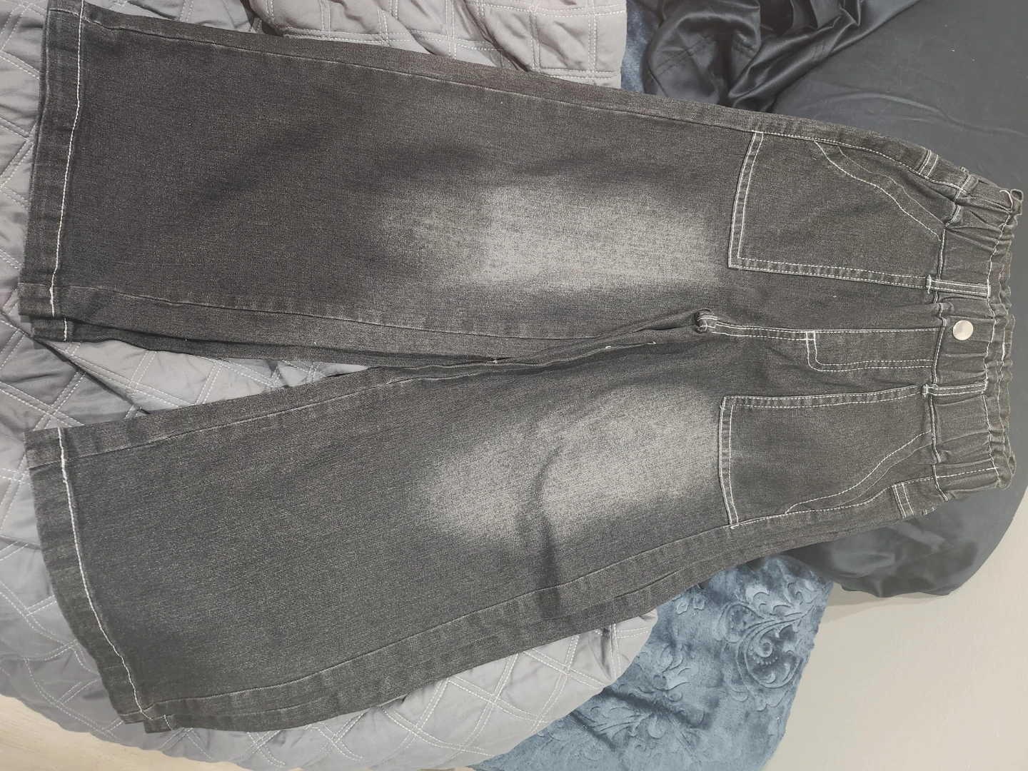 8 yr girls Black Denim Wide Leg Pants
