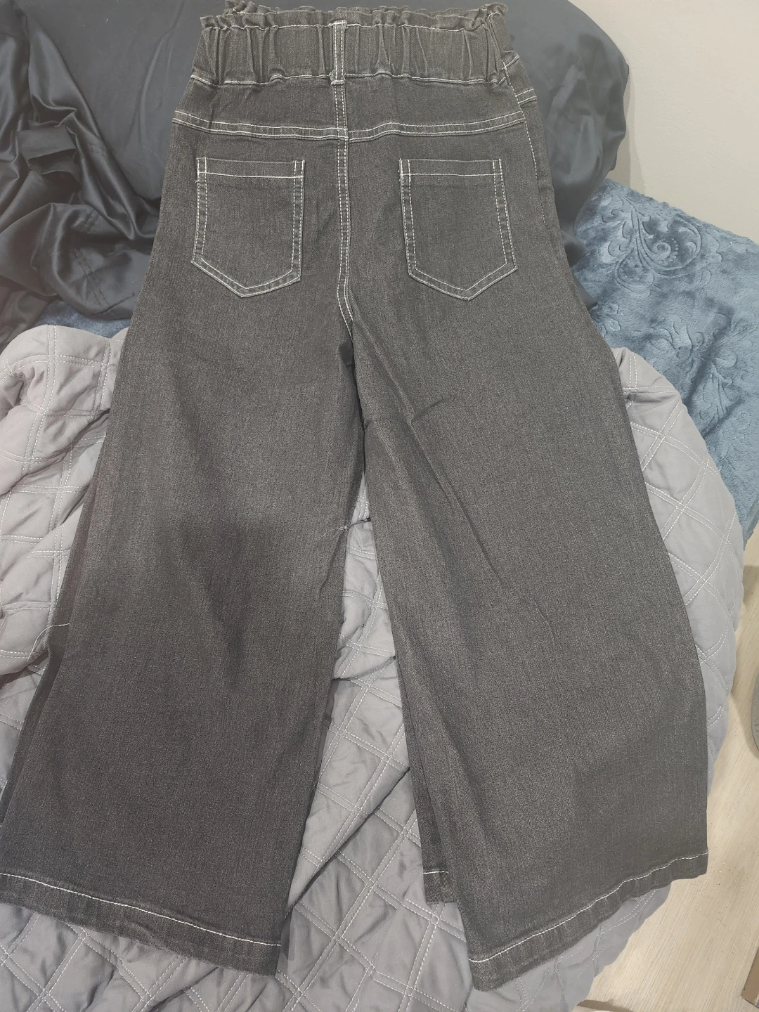 8 yr girls Black Denim Wide Leg Pants - photo 2