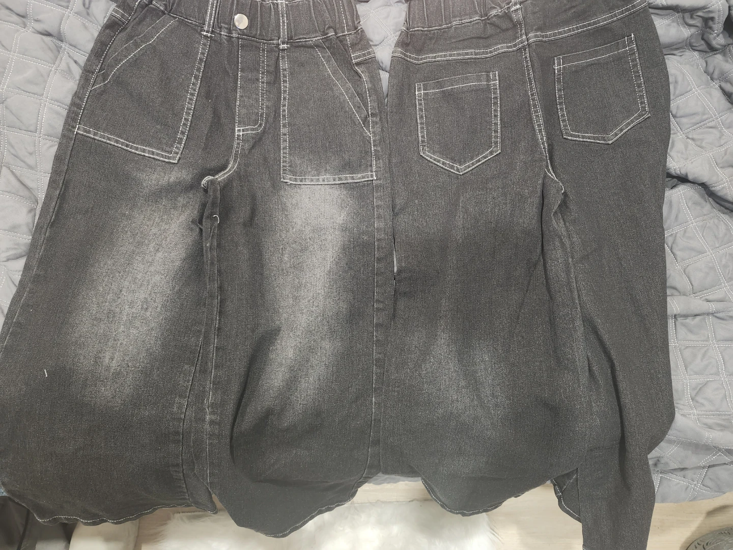 8 yr girls Black Denim Wide Leg Pants - photo 3
