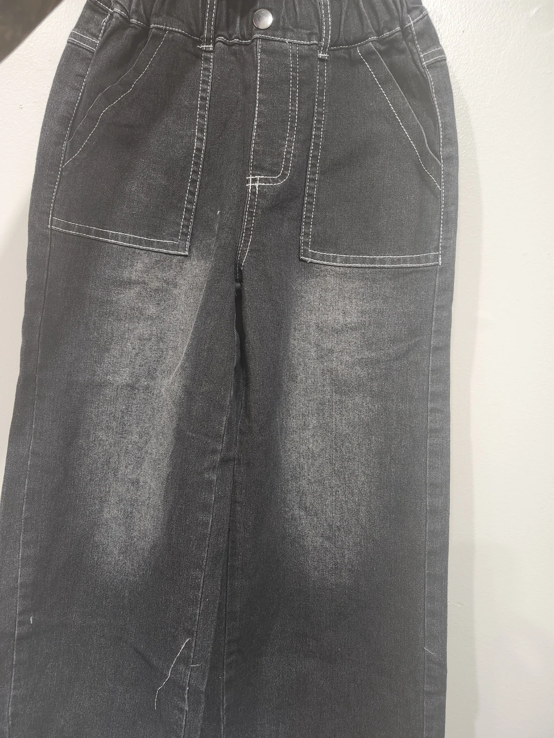 8 yr girls Black Denim Wide Leg Pants - photo 4