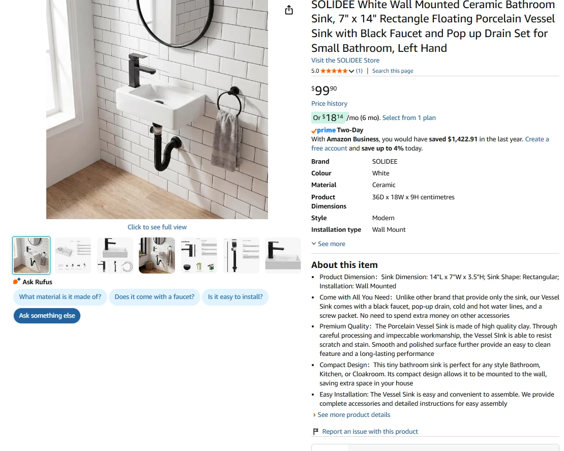 White Ceramic Wall Mount Vessel Sink - photo 2
