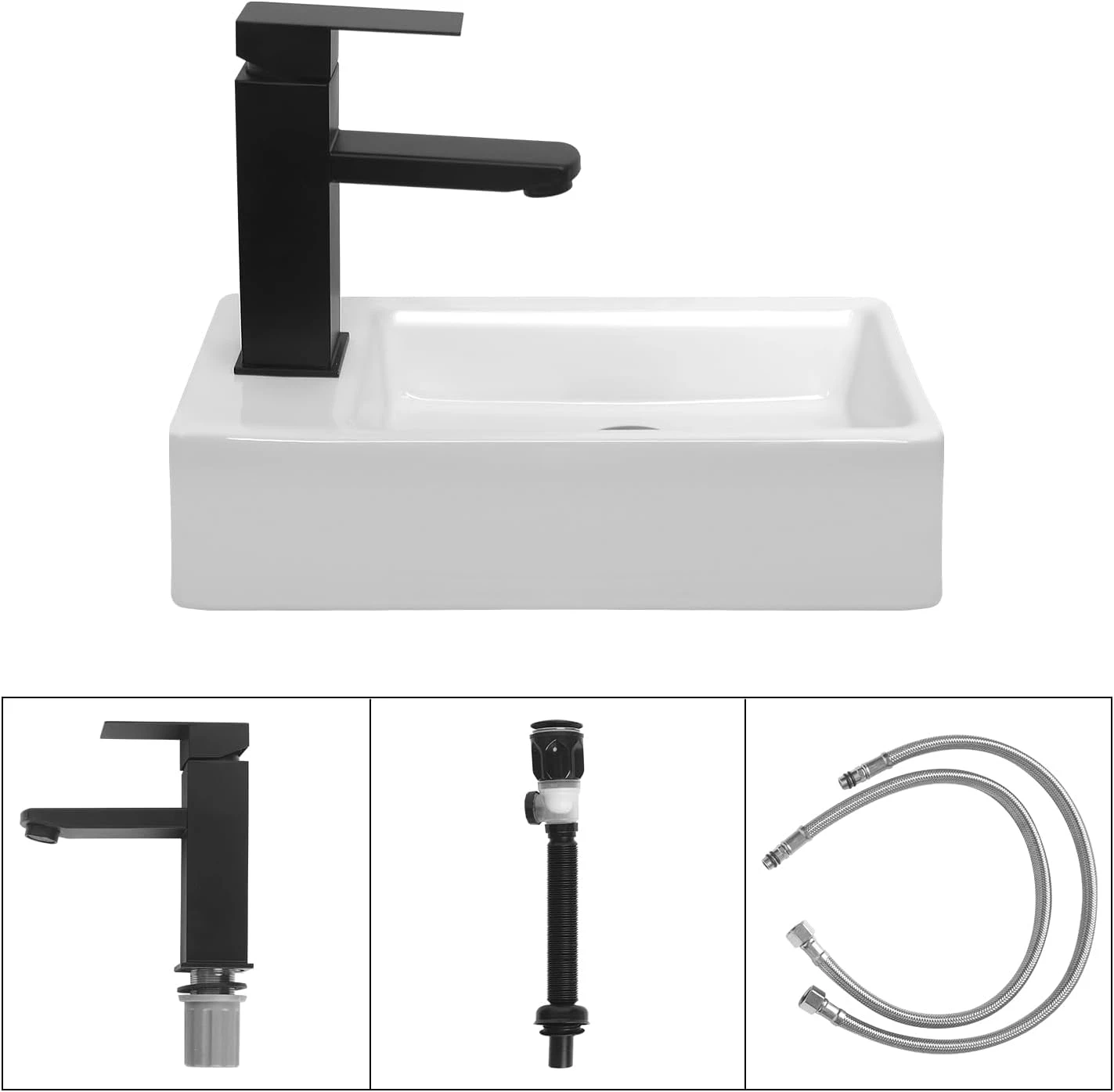 White Ceramic Wall Mount Vessel Sink - photo 4
