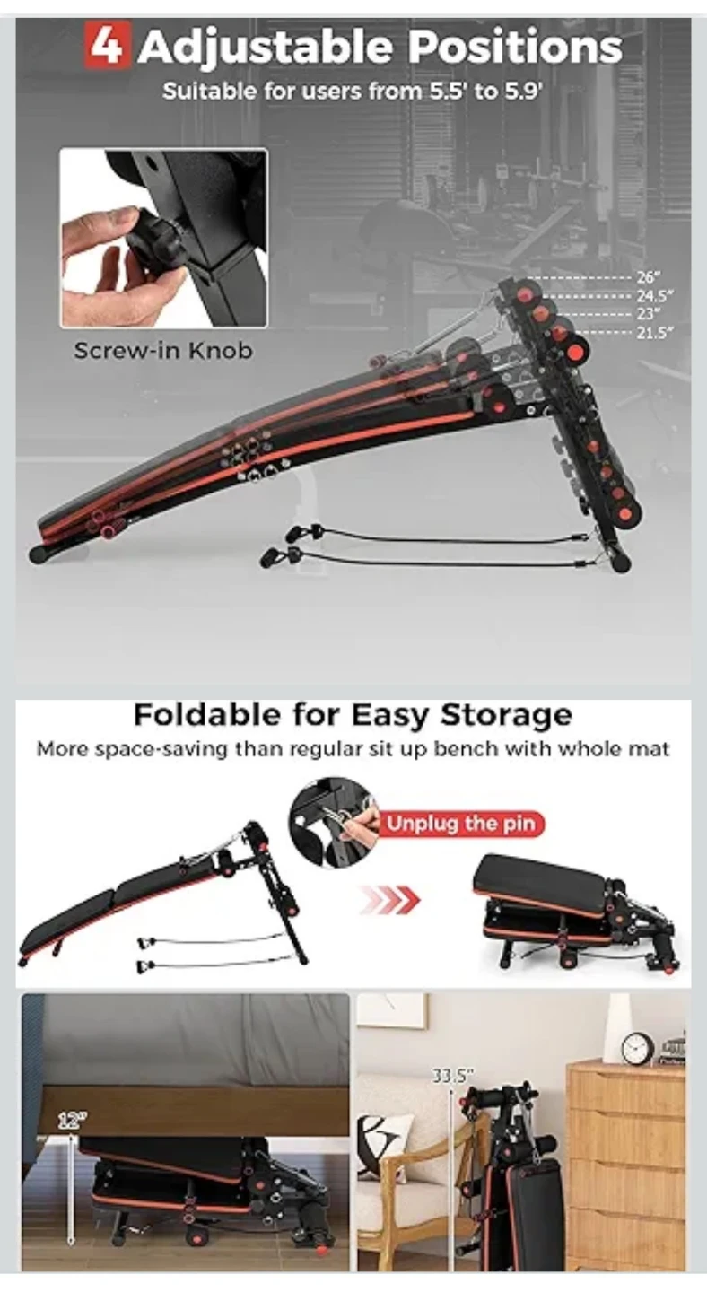 7-in-1 Adjustable Sit Up Bench with Elastic Ropes - photo 2