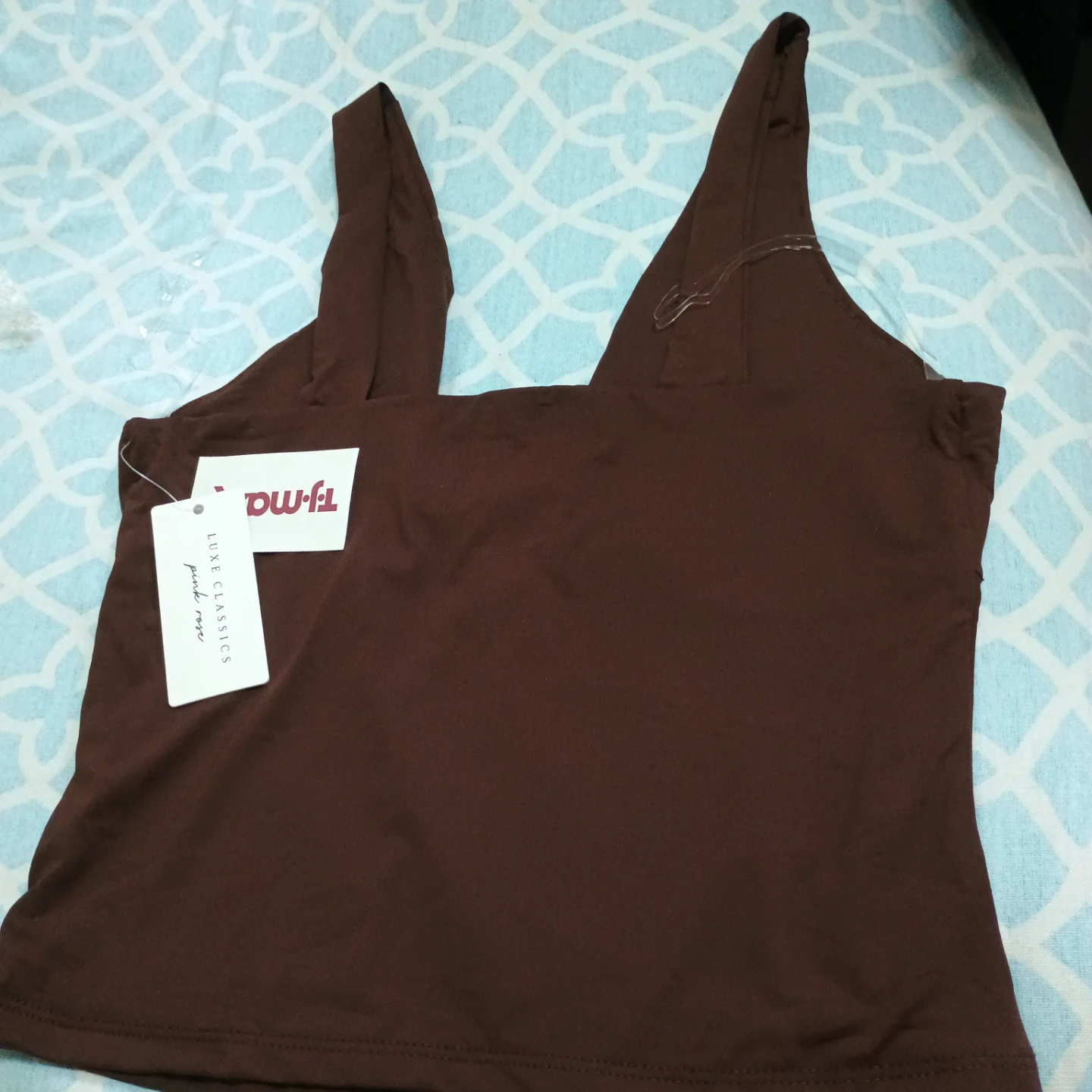 Pink Rose Silky Knit Tank Top Coffee Bean S - photo 2